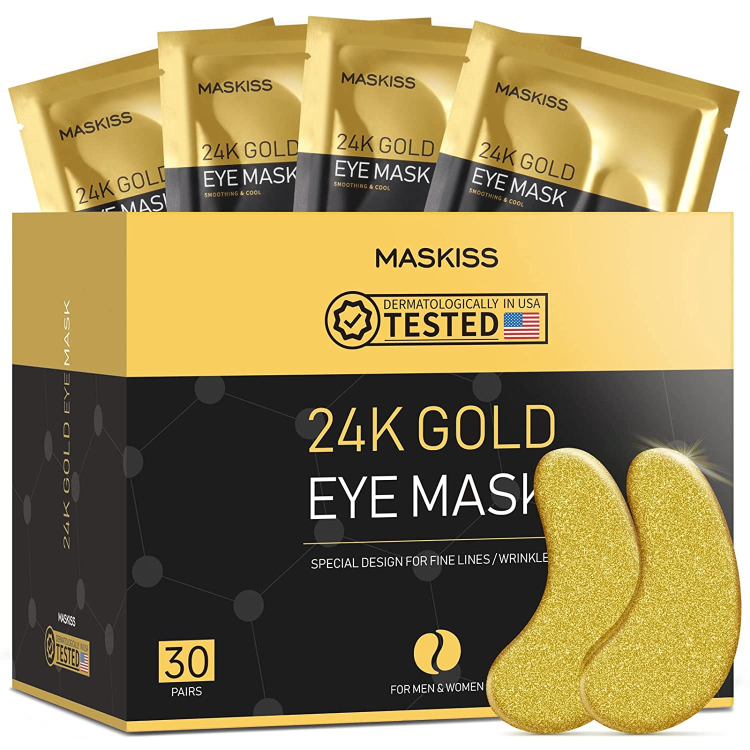 Maskiss 25-Pairs 24K Gold Under Eye Patches, Eye Mask, Eye Patches for Puffy Eyes, Eye Masks for Dark Circles and Puffiness, Collagen Skin Care Products - Image 1